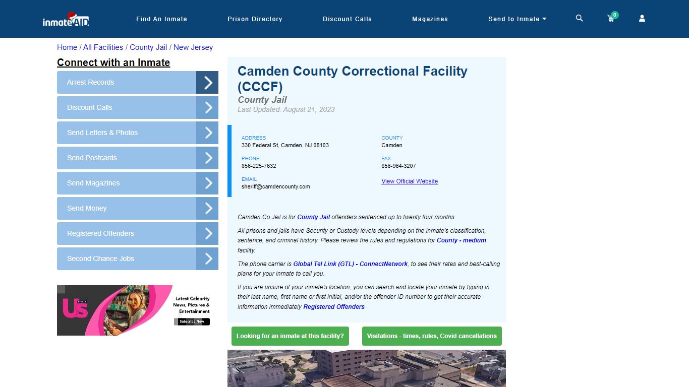 Camden County Correctional Facility (CCCF) - Inmate Locator - Camden, NJ